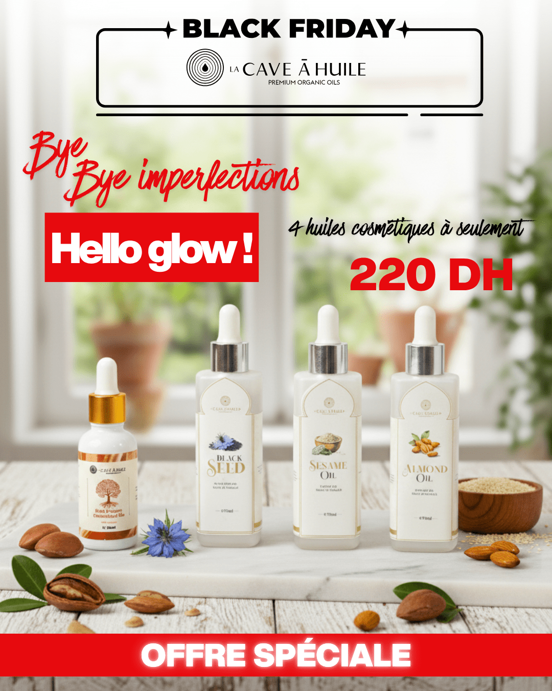 Pack 4 huiles végétales – Amande, Nigelle, Sésame, Argan – La Cave à Huile